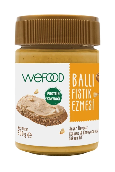 Wefood Şekersiz Ham Ballı Fıstık Ezmesi 300 gr (Fıstık Parçacıklı). ürün görseli 1