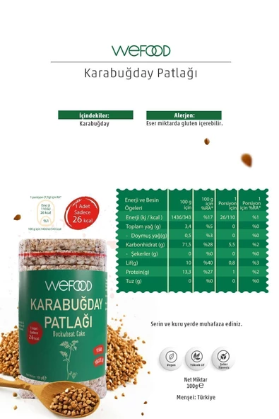 Wefood Karabuğday Patlağı 100 Gr - Resim 3
