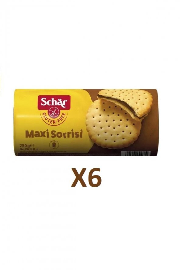 Maxi Sorrisi 250g 6 Adet Glutensiz Kakao Kremalı Bisküvi ürün görseli 1