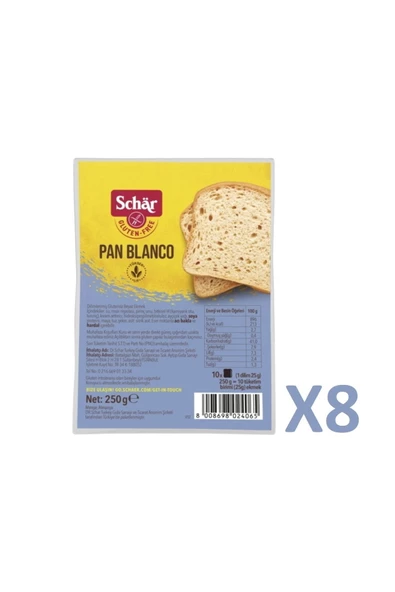Schar Pan Blanco Dilimli Ekmek 250 Gr.(8 Adet) ürün görseli 1