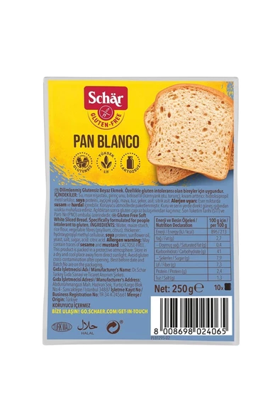 Schar Pan Blanco Glutensiz Beyaz Ekmek 250 gr (8 ADET) ürün görseli 1