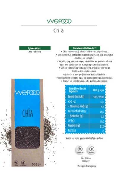 Wefood Siyah Chia 300 gr - Resim 3