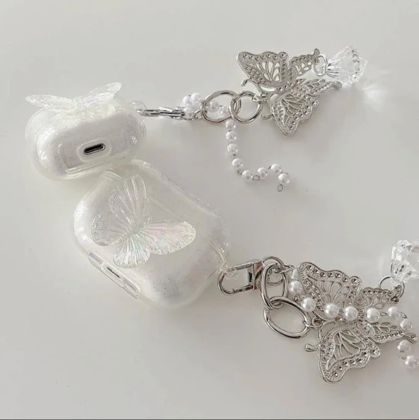 Kelebekli Simli Pro Uyumlu Airpods Koruyucu Kılıf ürün görseli 1
