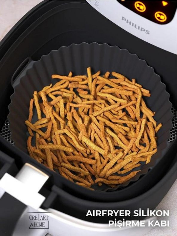 Airfryer Silikon Pişirme Kabı 20x5 Cm Bpa Içermez Tüm Airfryerlere Uyumlu Pişirme Kağıdı SİYAH ürün görseli 1