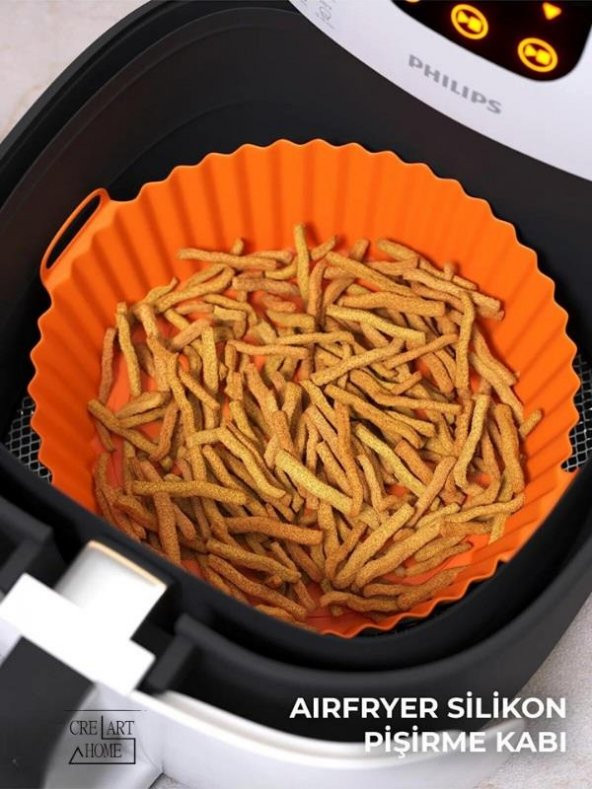 Airfryer Silikon Pişirme Kabı 20x5 Cm Bpa Içermez Tüm Airfryerlere Uyumlu Pişirme Kağıdı TURUNCU ürün görseli 1