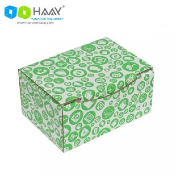 HAAY AMBALAJ 15,5x11x7,5cm Yeşil Alışveriş Desenli Kutu ( 10 ADET) ürün görseli 1