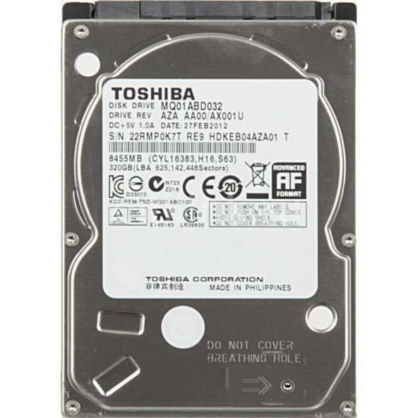PTTAVM: Toshiba MK3252GSX 320GB Internal 5400RPM 2.5