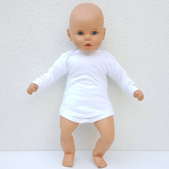 Beyaz Sade Uzun Kollu Alttan Çıt-çıtlı Badi Zıbın ürün görseli 1