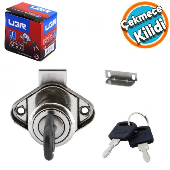 Oval Silindir Mobilya Çekmece Dolap Kilidi Nikel Krom 2 Anahtarlı Kilit 22 mm ürün görseli 1