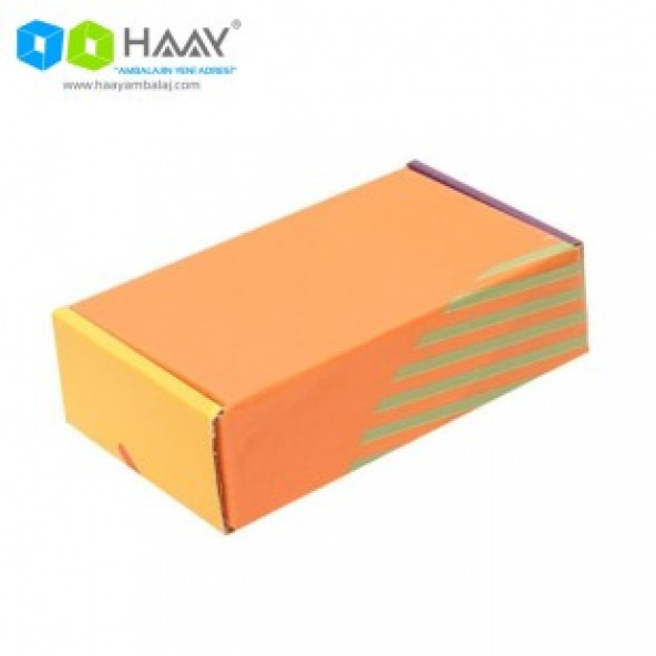 HAAY AMBALAJ 14x8x4cm Ofset Desenli Kutu - Sarı Turuncu ( 10 ADET) ürün görseli 1