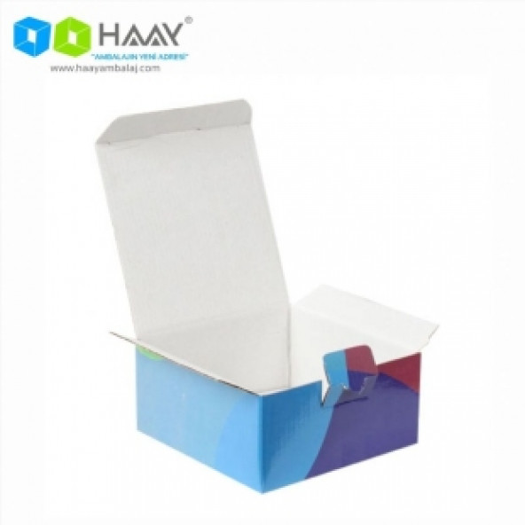 HAAY AMBALAJ 13,5x13,5x6,5cm Desenli Kutu - Mavi-Bordo-Turuncu ( 10 ADET) ürün görseli 1