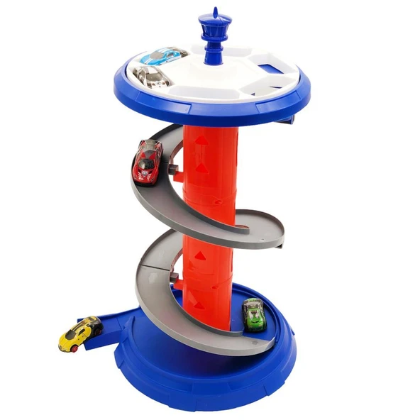 Toysan 5 Metal Yarış Aracı ve Twister Yarış Yolu Seti TOY-37, Çocuklar İçin Spiral Yarış Pisti ve Arabalar ürün görseli 1