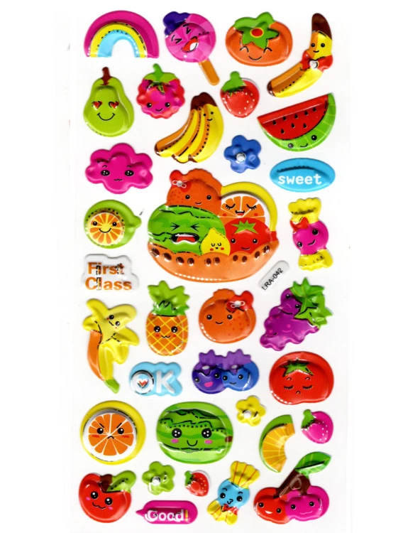 Sticker Kabartmalı Stiker Defter, Planlayıcı Etiket (limlra-042) - 17X9 cm - Meyveler ürün görseli 1