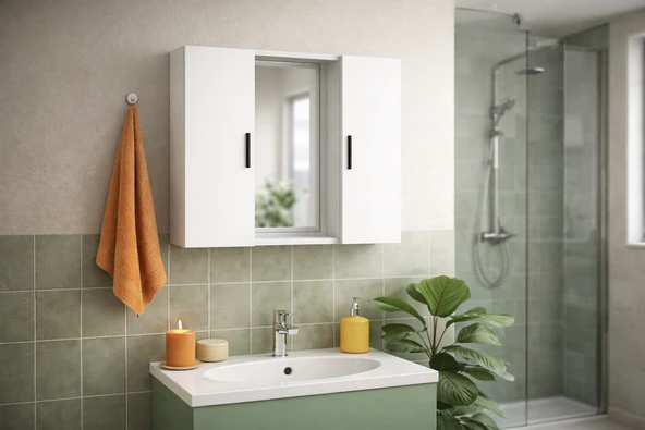 Alesta Life Aynalı Banyo Dolabı Beyaz ürün görseli 1