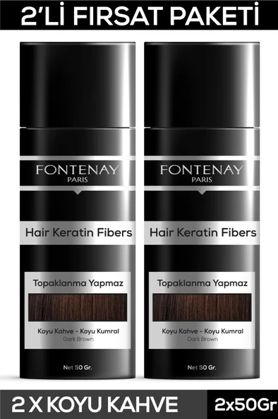 Fontenay Saç Dolgunlaştırıcı Keratin Fibers Koyu Kahve Topik Saç Tozu 50gr X2 ürün görseli 1