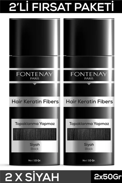 Fontenay Saç Dolgunlaştırıcı Keratin Fibers Siyah Topik Saç Tozu 50gr X2 ürün görseli 1