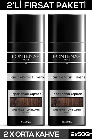 Fontenay Saç Dolgunlaştırıcı Keratin Fibers Orta Kahve Topik Saç Tozu 50gr X2 ürün görseli 1