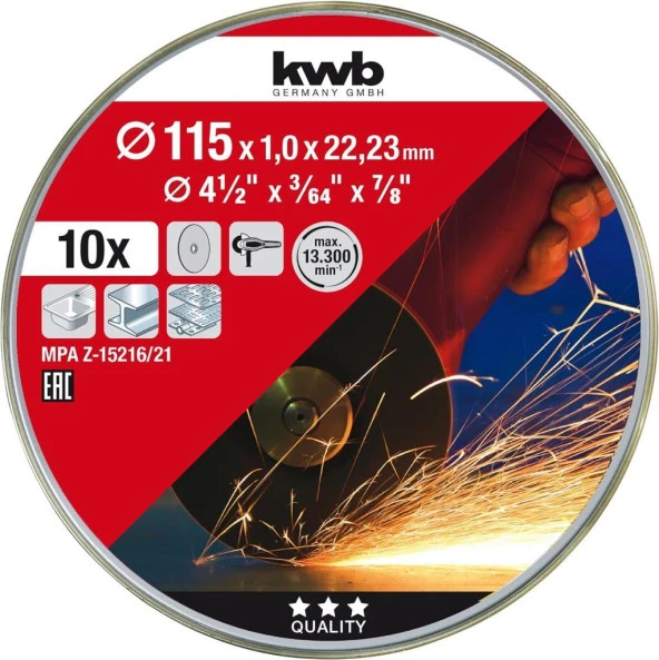 KWB Metal Kesici Disk 115X1.0 10 Lu 49712021 ürün görseli 1