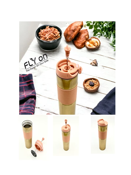 Yüksek Kaliteli Sıcak ve Soğuk French Press Çelik Termos Kupa Bardak Mug 500 ML  Kahve ve Bitki Çayı ürün görseli 1