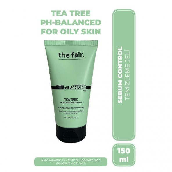 THE FAIR ÇAY AĞACI VE SALİSİLİK ASİT İÇERİKLİ SEBUM DENGELEYEN YAĞLI CİLTLER İÇİNN VEGAN YÜZ YIKAMA JELİ 150 ML ürün görseli 1