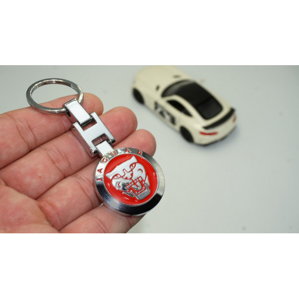 Jaguar Panther Logo Kırmızı Krom Metal Çift Yön Anahtarlık Orjinal Ürün ürün görseli 1