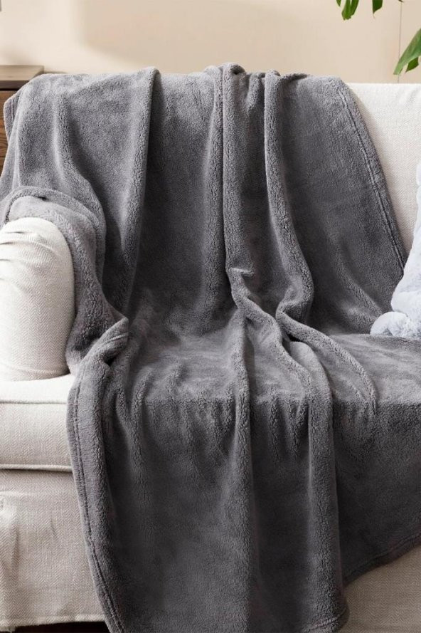 Mulberry Wellsoft Battaniye, Antrasit Televizyon Battaniyesi, Peluş, Polar Battaniye, Çift Kişilik 220x230 ürün görseli 1