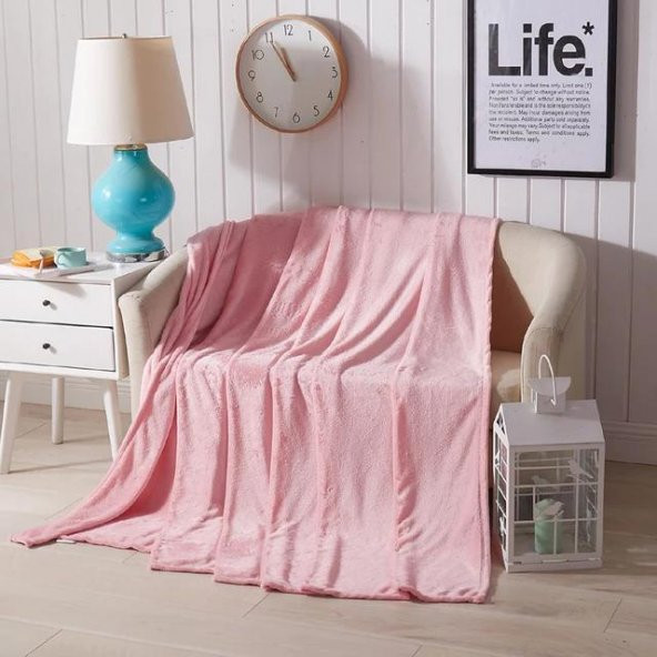 Wellsoft Battaniye,Televizyon Battaniyesi, Peluş, Polar Battaniye, Çift Kişilik 220*230 Pembe ürün görseli 1