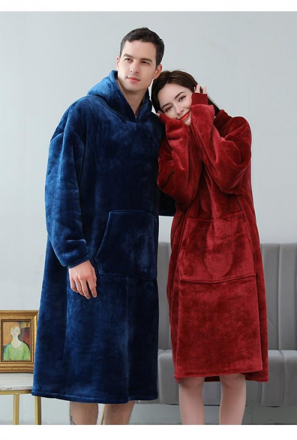 2 Li Wellsoft Kapşonlu Giyilebilir Tv Battaniyesi unisex Over size ürün görseli 1