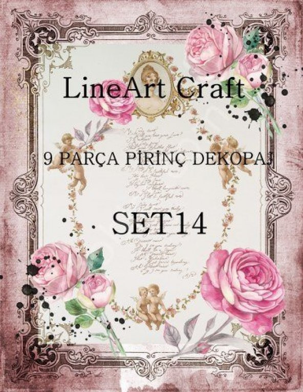 Lineart Pirinç Dekopaj Kağıdı 9 Parça Set-014 ürün görseli 1