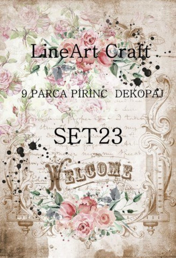 Lineart Pirinç Dekopaj Kağıdı 9 Parça Set-023 ürün görseli 1