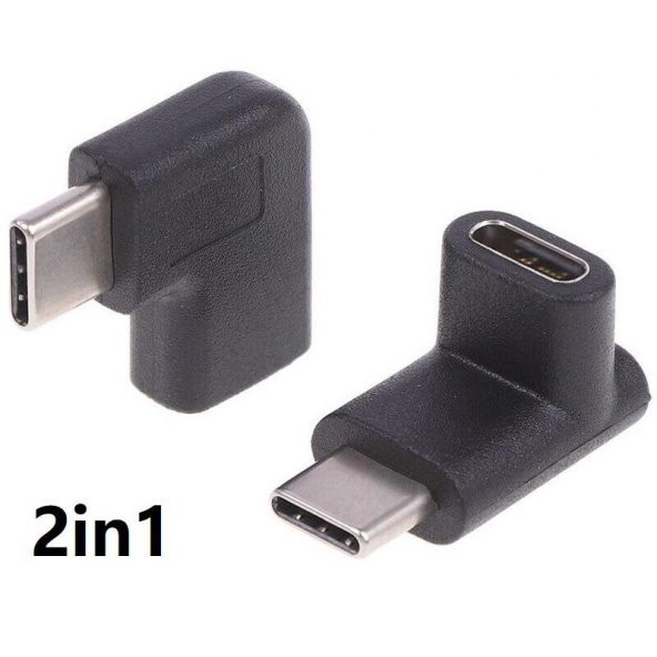Type C Dişi Erkek 90 Derece Dirsek 2in1 Çevirici Dönüştürücü Adaptör ürün görseli 1