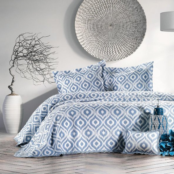 Alldays Ikat İndigo Tek Kişilik Yatak Örtüsü ürün görseli 1