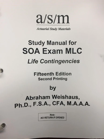 ASM study manual for SOA exam MLC life contingencies 15th ürün görseli 1