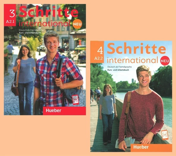 Schritte International Neu 3 ( A2.1 ) + Schritte International Neu 4 ( A2.2 ) Kurs Und Arbeitsbuch + Ar Teknolojisi Ile Kolay Öğrenme ürün görseli 1