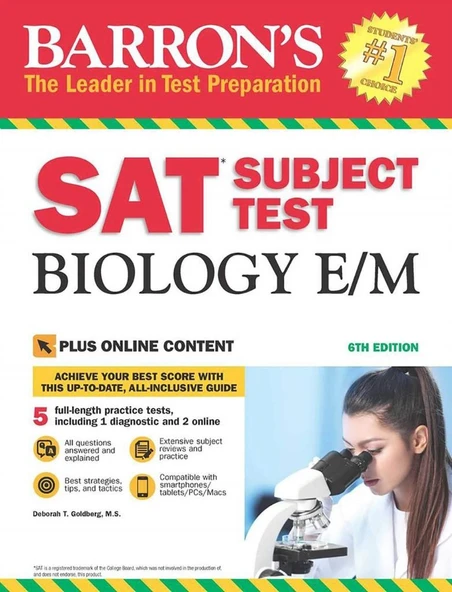 Barron's SAT Subject Test Biology E/M, 6th Edition: with Bonus Online Tests ürün görseli 1