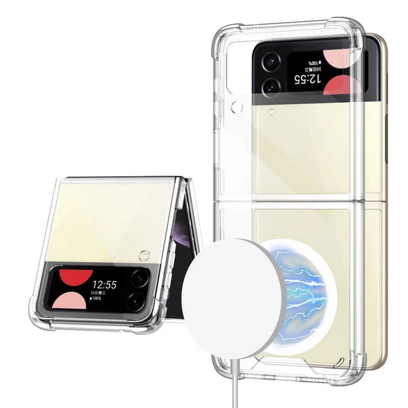 Smcase Samsung Galaxy Z Flip 4 Kılıf Wiriless Şarj Destekli Antishock Köşeli Silikon ürün görseli 1