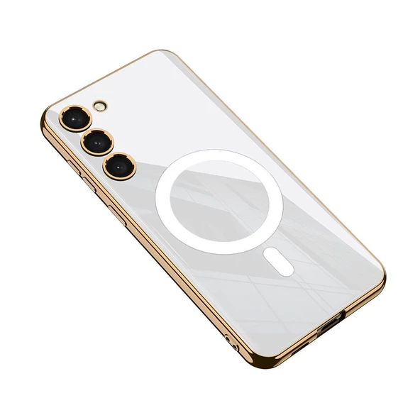 Smcase Samsung Galaxy S23 Kılıf Wireless Şarj Özellikli Kent Lazer Kaplama Magsafe Silikon ürün görseli 1