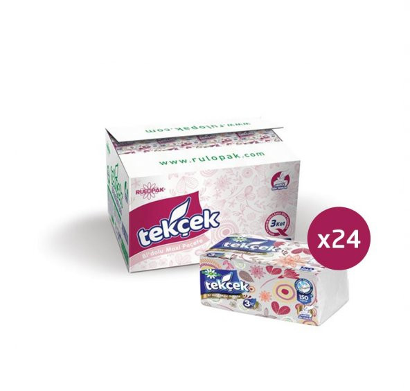 Rulopak Tekçek BiDolu Maxi Peçete 3 Katlı 150 Yaprak 24Lü Paket ürün görseli 1