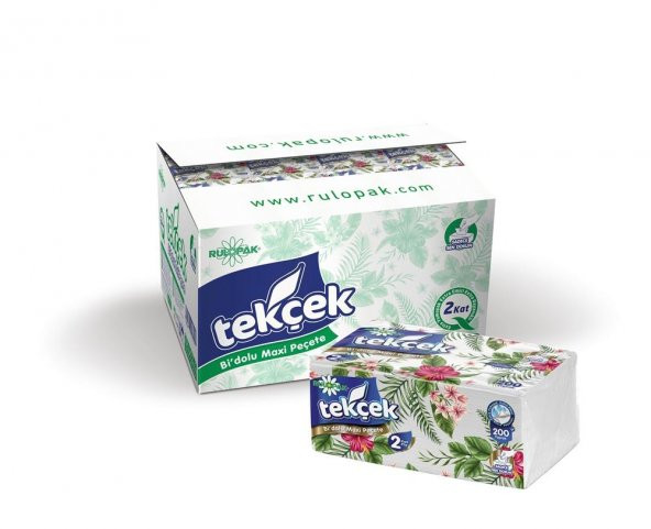 Rulopak Tekçek BiDolu Maxi Peçete 2 Katlı 200 Yaprak 24Lü Paket ürün görseli 1