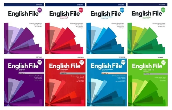 English File 4th Edition Beginner + Elementary + Pre intermediate + intermediate   Student's Book With Online Practice + Workbook (Access Code VARDIR) ( 4 lü SET) ürün görseli 1