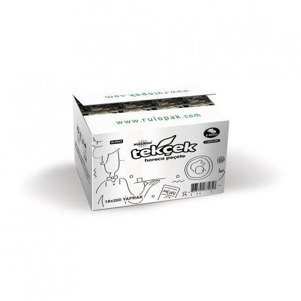 Rulopak Tekçek Horeca Dispenser Peçete 2 Katlı 200 Yaprak 18Li Paket ürün görseli 1