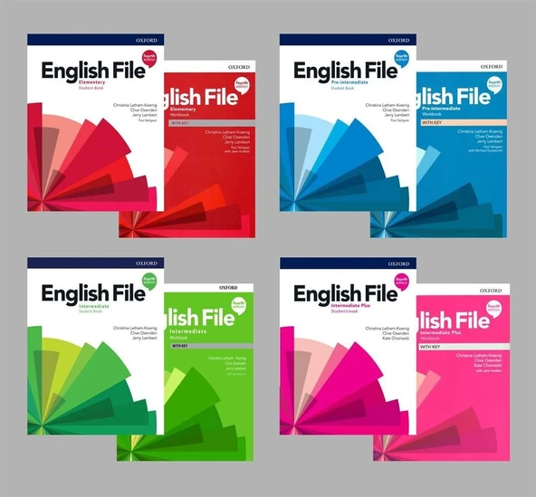 English File 4th Edition Elementary + Pre-intermediate + intermediate + intermediate Plus  Student's Book With Online Practice + Workbook (Access Code VARDIR) ( 4 lü SET) ürün görseli 1