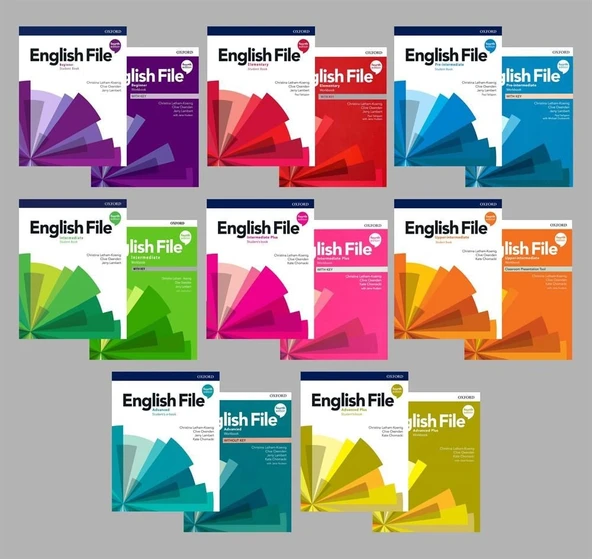 English File 4th Edition Beginner + Elementary + Pre-intermediate + intermediate + intermediate Plus +  Upper-intermediate + Advanced + Advanced Plus  Student's Book With Online Practice + Workbook (A ürün görseli 1