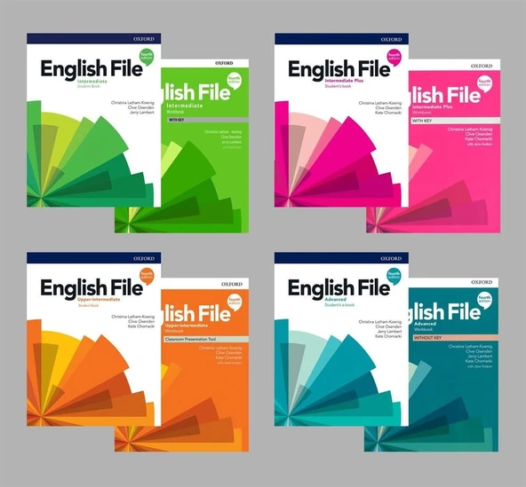 English File 4th Edition intermediate + intermediate Plus +  Upper-intermediate + Advanced  Student's Book With Online Practice + Workbook (Access Code VARDIR) ( 4 lü SET) ürün görseli 1