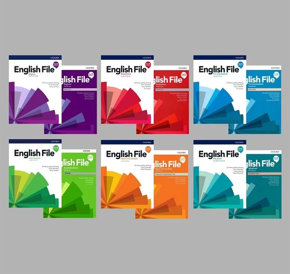 English File 4th Edition Beginner + Elementary + Pre-intermediate + intermediate + Upper-intermediate +Advanced   Student's Book With Online Practice + Workbook (Access Code VARDIR) ( 6 lı SET) ürün görseli 1