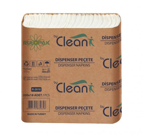 Rulopak By Clean Dispenser Peçete 200 Yaprak 18Li Paket ürün görseli 1