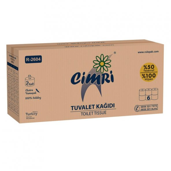 Rulopak Cimri Tuvalet Kağıdı 2 Katlı 6Lı Paket 5 Kg ürün görseli 1