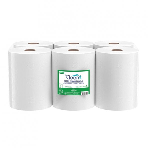 Rulopak By Clean İçten Çekmeli Kağıt Havlu 2 Katlı  58M 6Lı Paket 3,5 Kg ürün görseli 1