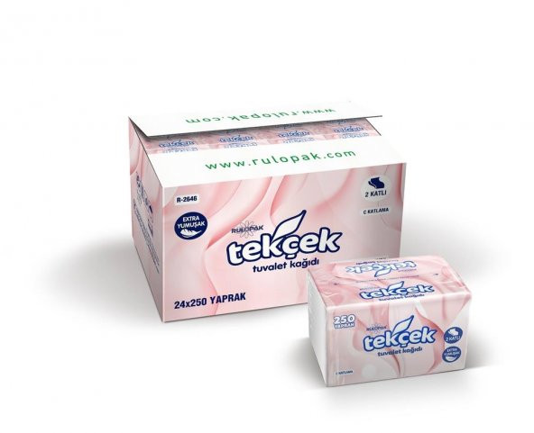 Rulopak Tekçek Tuvalet Kağıdı 2 Katlı 250 Yaprak 24Lü Paket ürün görseli 1