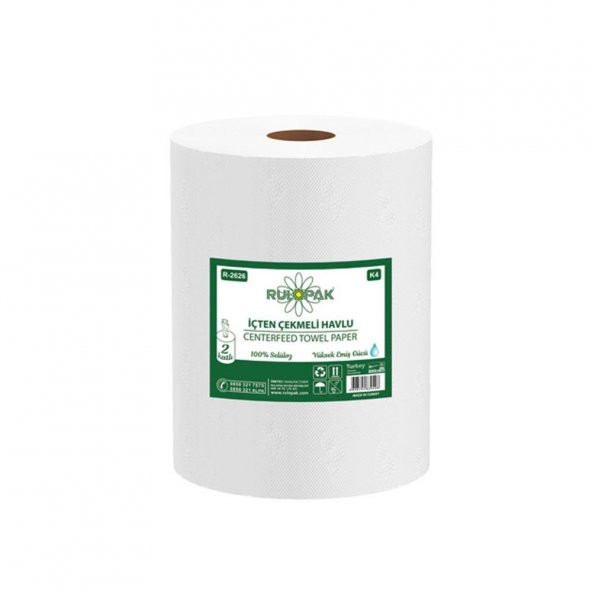 Rulopak İçten Çekme Havlu Kağıt 2 Katlı 80 Metre 6Lı Paket 4 Kg ürün görseli 1